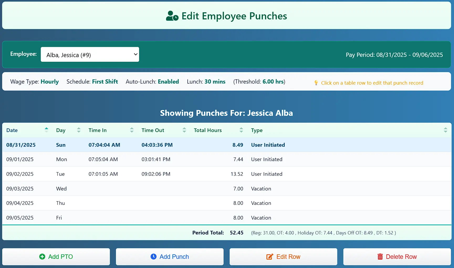 Edit Punches preview